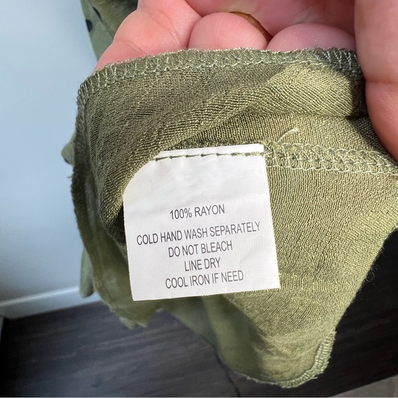 Papa Vancouver rayon umbrella dress in olive green size small - Picture 7 of 9